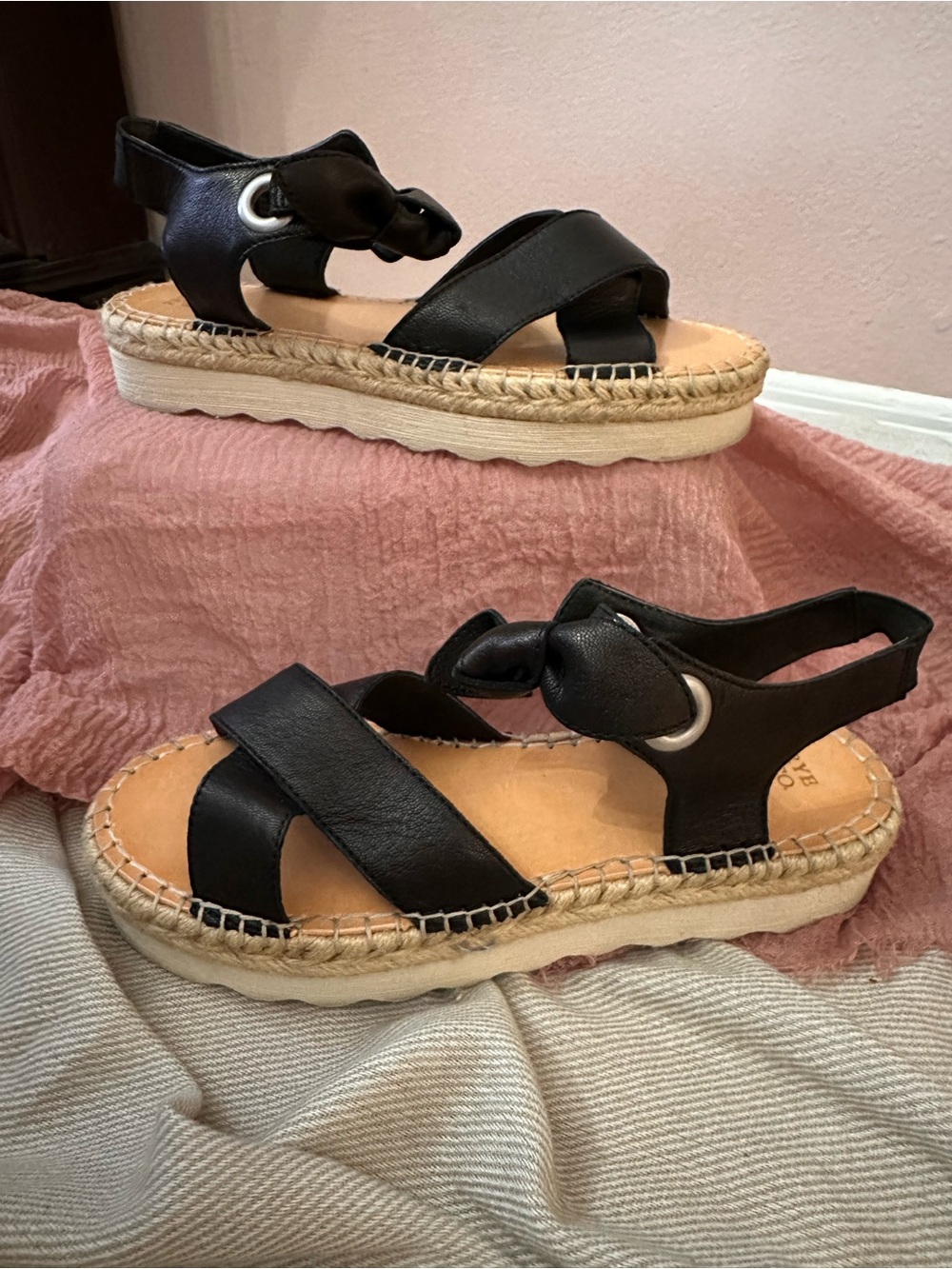 Frye Black Espadrille Platform Sandals -  Size 9